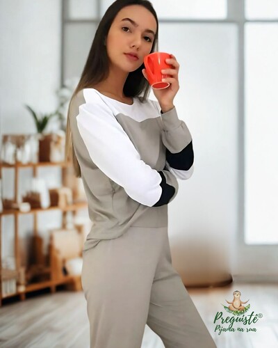 FotoPijama Feminino Homewear Preguistê Multifuncional Ocasional Hematita Prata e Preto