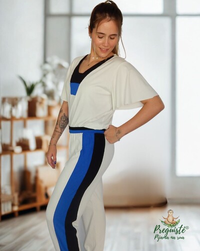 FotoPijama Feminino Homewear Preguistê Multifuncional Ocasional Imponente Off Royal e Preto