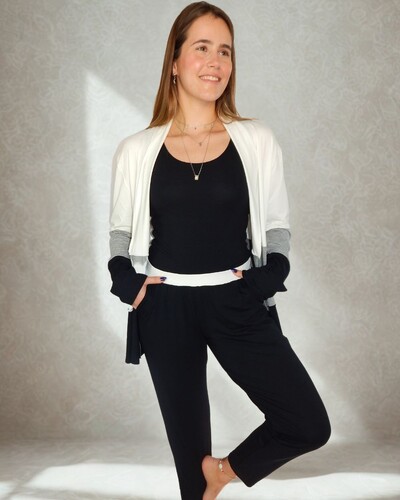 Foto Pijama Feminino Homewear Preguistê Multifuncional Nuances Off Preto e Mescla