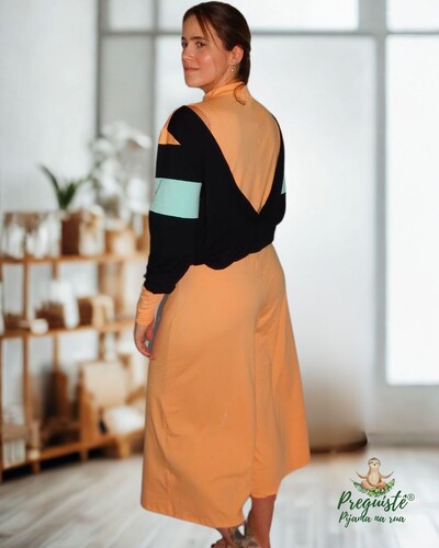 FotoPijama Feminino Homewear Preguistê Multifuncional Ocasional Primavera Laranja e Preto