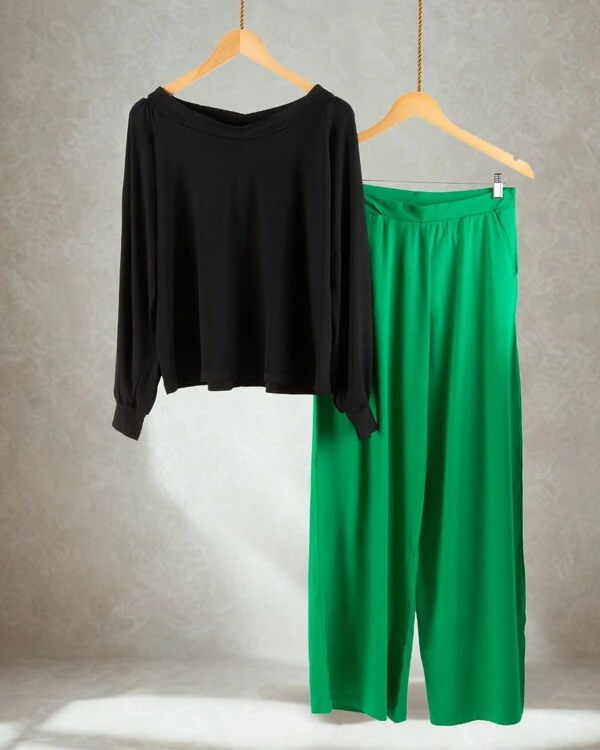 Pijama Feminino Homewear Preguistê Multifuncional Ocasional Inspiracao Preto e Verde Bandeira