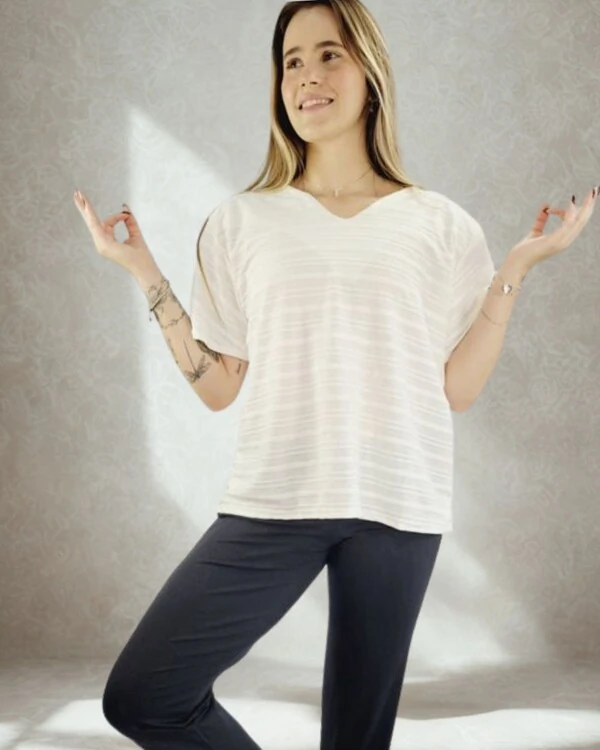 Pijama Feminino Homewear Preguistê Multifuncional Ocasional Bohô Branco e Preto