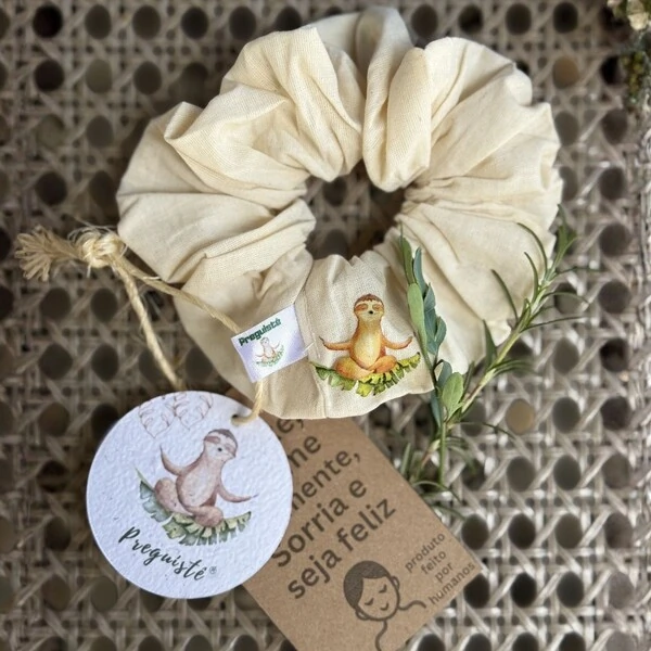 Scrunchie de Algodão Preguistê - Cuidado para os Fios | Presente Delicado