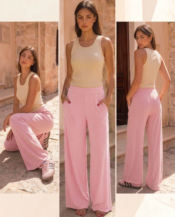 Calça Wide Leg Pijama Homewear Versátil (Monte seu Preguistê)