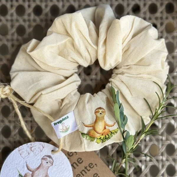 Scrunchie de Algodão Preguistê - Cuidado para os Fios | Presente Delicado