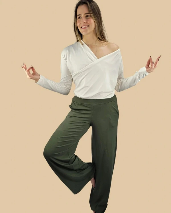 Calça Wide Leg Pijama Homewear Versátil (Monte seu Preguistê)