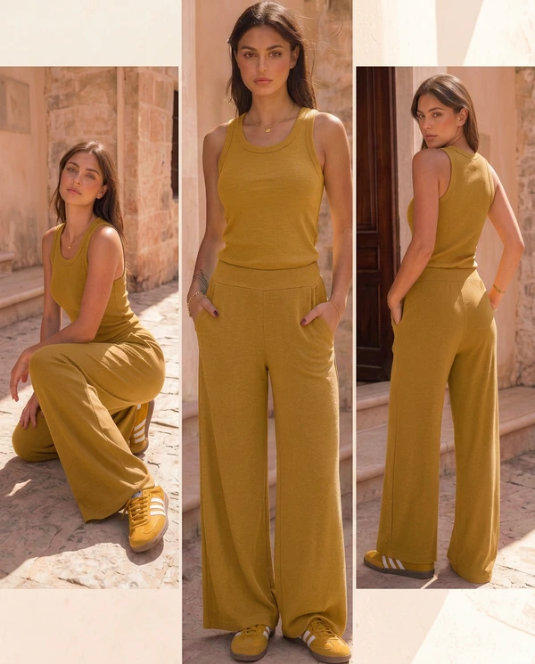 Calça Wide Leg Pijama Homewear Versátil (Monte seu Preguistê)