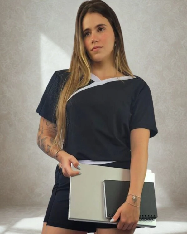 Pijama Feminino Homewear Preguistê Multifuncional Ocasional Hoje Preto e Branco