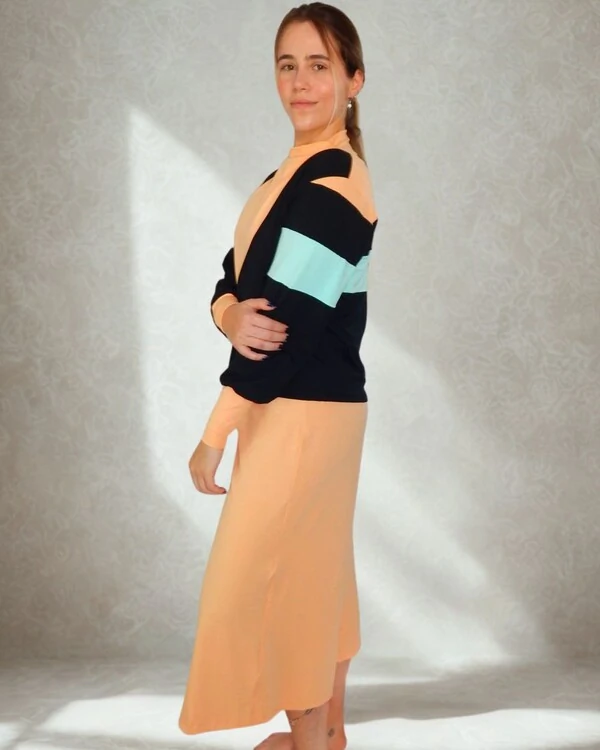 Pijama Feminino Homewear Preguistê Multifuncional Ocasional Primavera Laranja e Preto