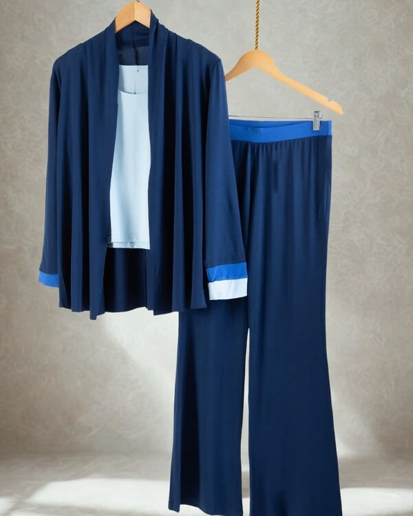 Pijama Feminino Homewear Preguistê Multifuncional Ocasional Incrível Marinho Azul Claro e Royal