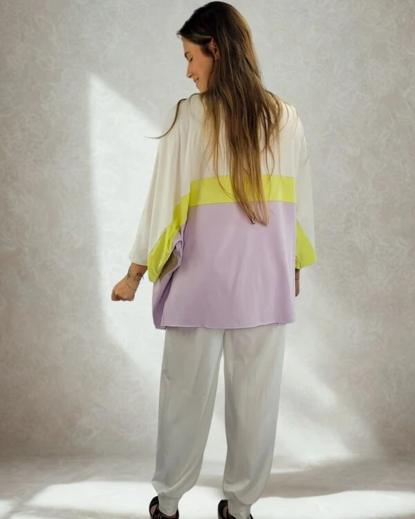 Pijama Feminino Homewear Preguistê Multifuncional Ocasional Harmonia Off Lilás e Neon