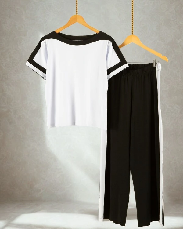 Pijama Feminino Homewear Preguistê Multifuncional Ocasional Plenitude Preto e Branco