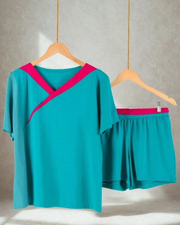 Pijama Feminino Homewear Preguistê Multifuncional Ocasional Amanhã Verde e Rosa