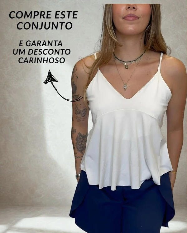 Conjunto: Shorts Cativo + Bata Evasê Adorável