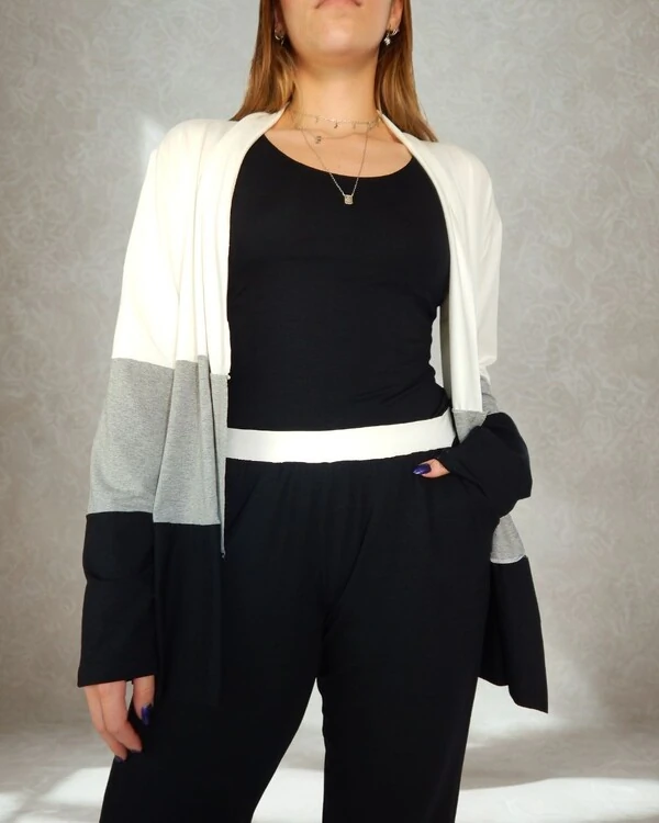 Pijama Feminino Homewear Preguistê Multifuncional Nuances Off Preto e Mescla