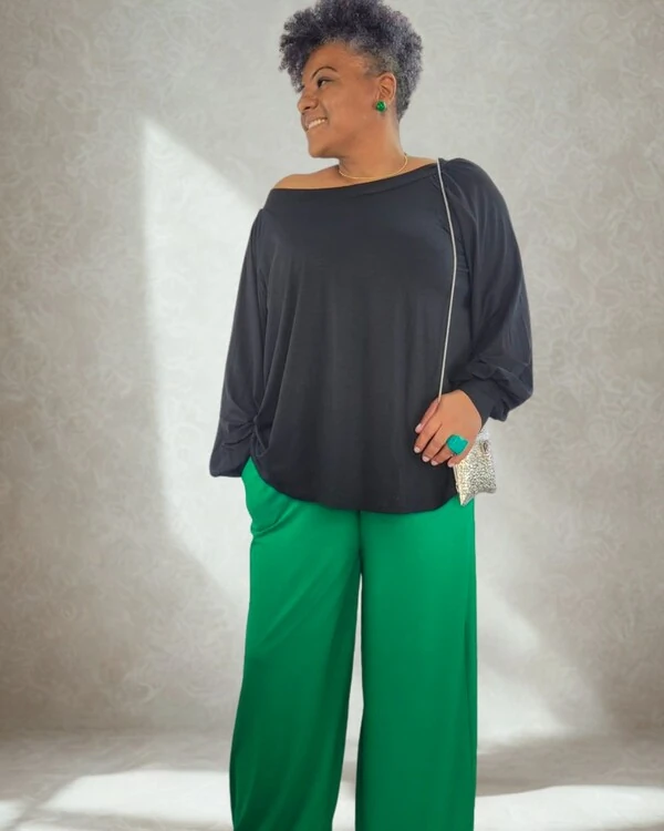 Pijama Feminino Homewear Preguistê Multifuncional Ocasional Inspiracao Preto e Verde Bandeira