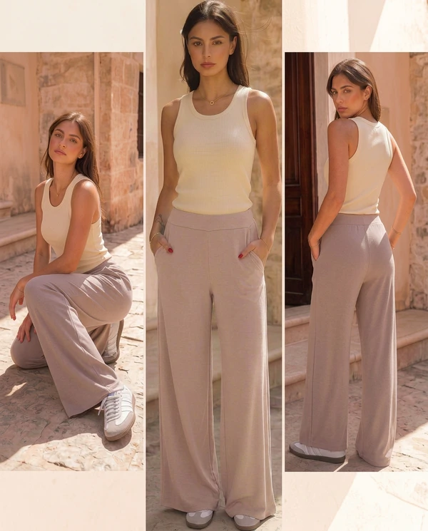Calça Wide Leg Pijama Homewear Versátil (Monte seu Preguistê)