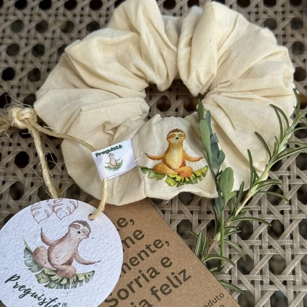 Scrunchie de Algodão Preguistê - Cuidado para os Fios | Presente Delicado