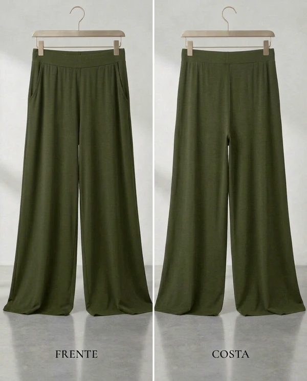 Calça Wide Leg Pijama Homewear Versátil (Monte seu Preguistê)