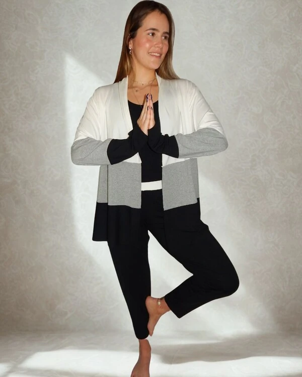 Pijama Feminino Homewear Preguistê Multifuncional Nuances Off Preto e Mescla