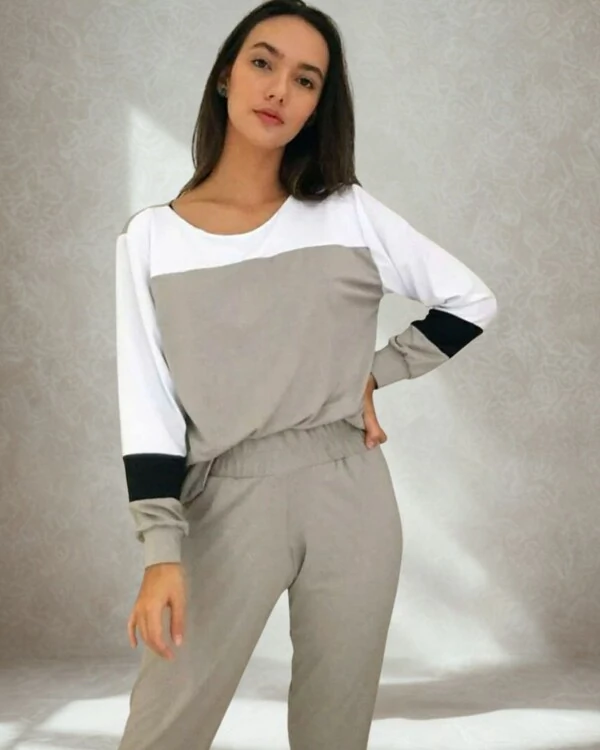 Pijama Feminino Homewear Preguistê Multifuncional Ocasional Hematita Prata e Preto
