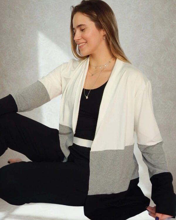 Pijama Feminino Homewear Preguistê Multifuncional Nuances Off Preto e Mescla
