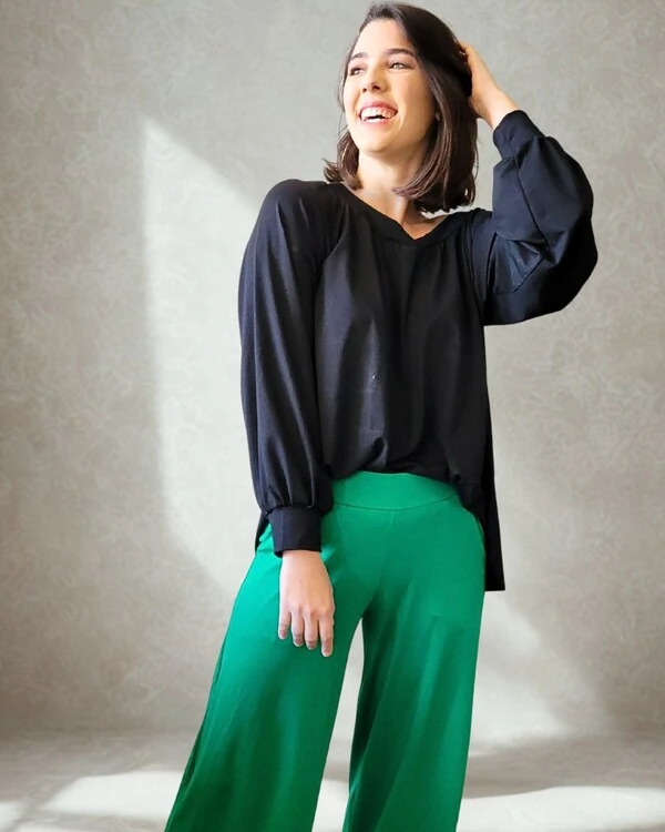 Pijama Feminino Homewear Preguistê Multifuncional Ocasional Inspiracao Preto e Verde Bandeira