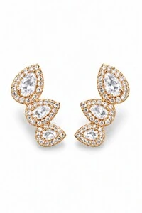 Brinco Semijoia Ear Cuff Gotas Cravejado Pri Acessórios
