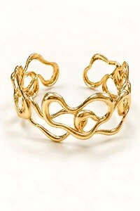 Bracelete Semijoia Essenza Orgânico Vazado Dourado