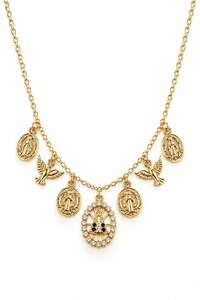 Colar Semijoia Mix De Pingentes Religioso Dourado Pri Acessórios