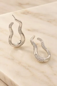 Brinco Orgânico Duo Banho Ouro 18K Banho Ródio Feminino