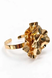 Bracelete Semijoia Essenza Flor Orgânica Dourado