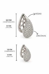 Brinco Bijuteria Argola Gota Cravejada Pri Acessórios