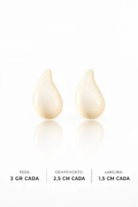 Brinco Hailley Gota Esmaltado Branco Pequeno Dourado