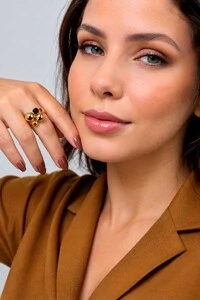 Anel Semijoia Essenza Regulável Esferas Dourado