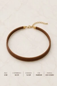 Gargantilha Choker Eco Couro Liso Pri Acessórios
