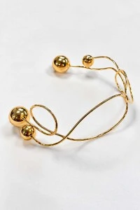 Bracelete Semijoia Essenza Assimétrico Esferas Dourado