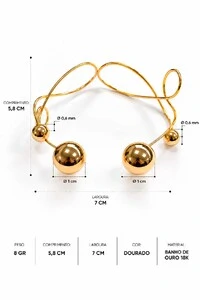 Bracelete Semijoia Essenza Assimétrico Esferas Dourado