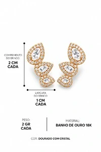 Brinco Semijoia Ear Cuff Gotas Cravejado Pri Acessórios