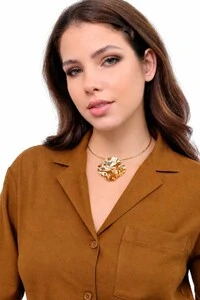 Choker Semijoia Essenza Aro Flor Orgânica Dourado
