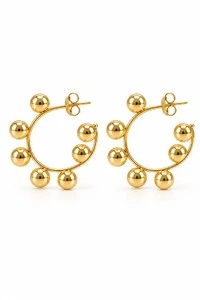 Brinco Semijoia Essenza Argola Esfera Média Dourado