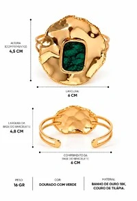 Bracelete Semijoia Lumen Maxi Couro Dourado Pri Acessórios