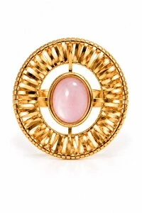Bracelete Semijoia Essenza Aramado e Pedra Oval Dourado