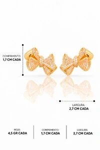 Brinco Semijoia Dalila Laço Cravejado Dourado