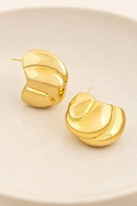 Brinco Paula Meia Esfera Texturizado Dourado