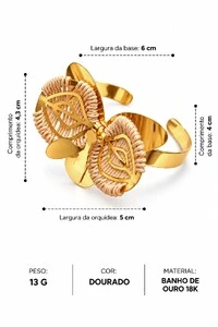 Bracelete Semijoia Lumen Orquídea Trabalhado Dourado Pri Acessórios