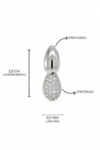 Brinco Semijoia Gota Lisa e Cravejada Pri Acessórios