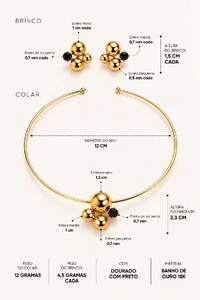 Conjunto Semijoia Essenza Aro Esferas Dourado