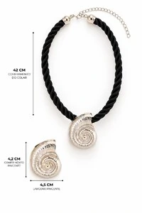 Colar Concha Metal Ródio