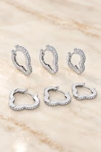 Brinco Bijuteria Trio Argola Trevo Cravejado Pri Acessórios